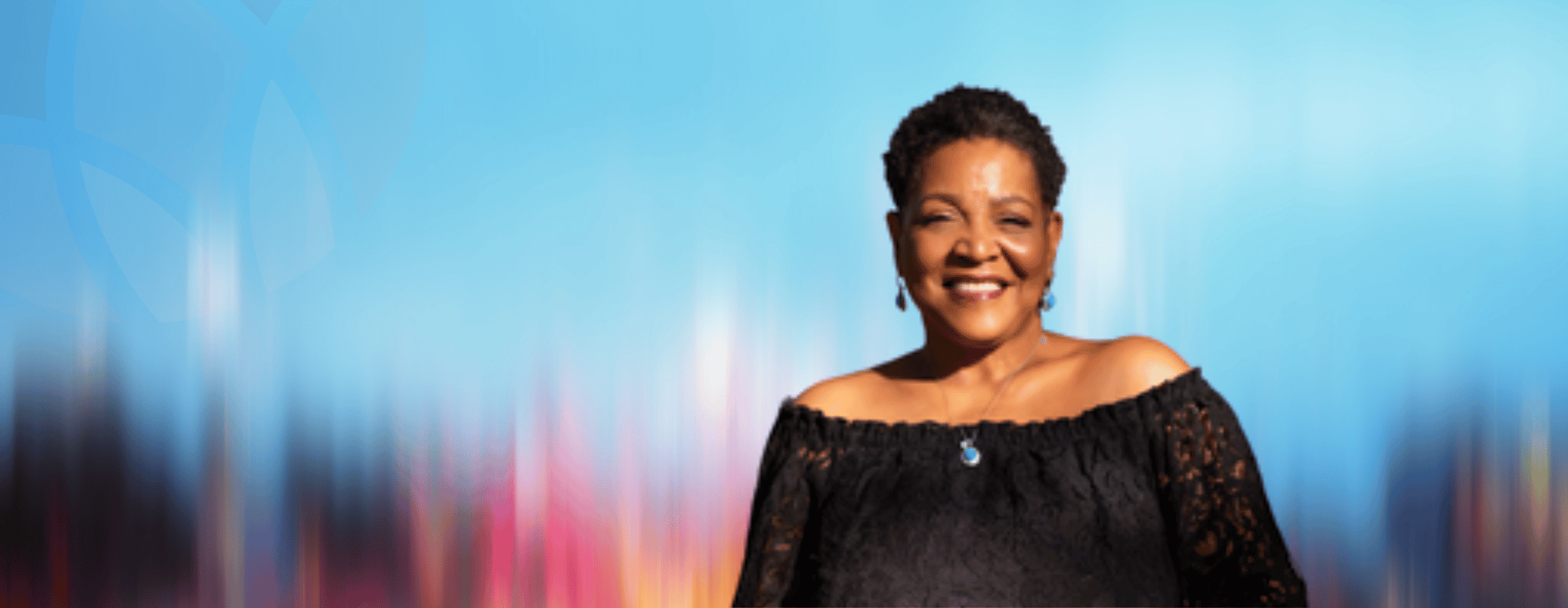 Rev. Angela Harmon on abstract background