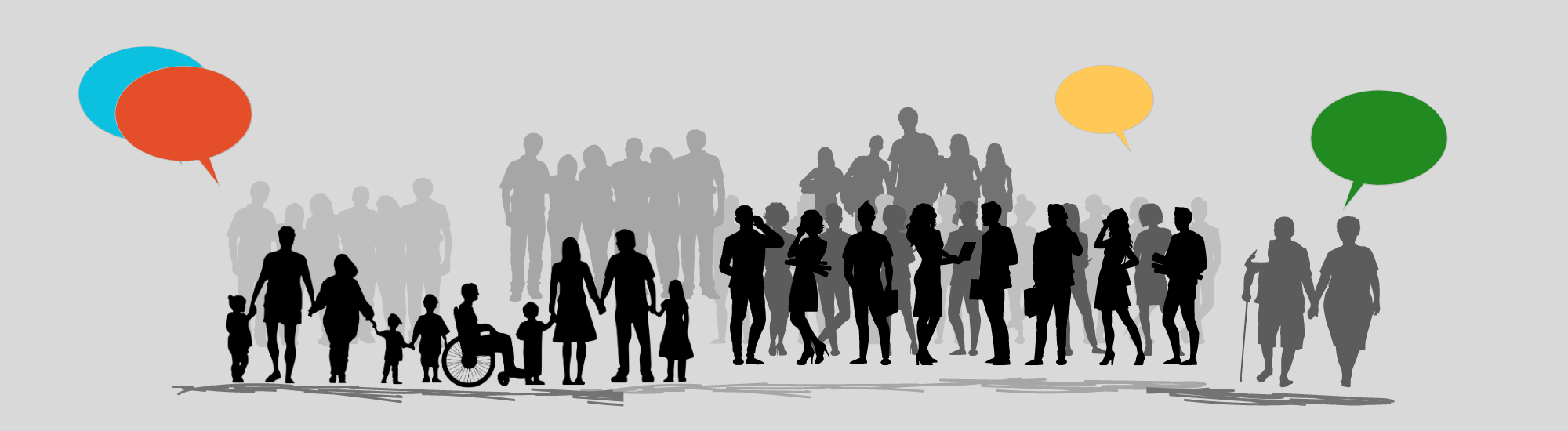 groups of people in silhouette